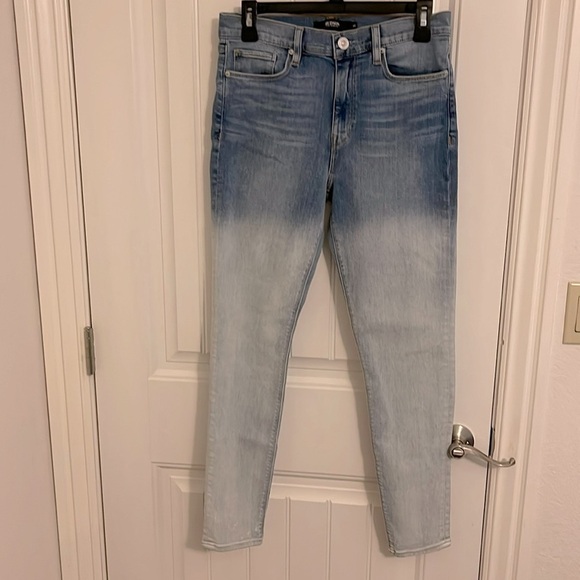 HUDSON Barbara super skinny Ombré women’s 29 White Dip Dye Coated Jeans‎ NWOT - Picture 1 of 11